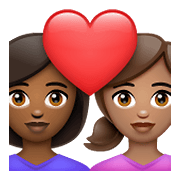 👩🏾‍❤️‍👩🏽 Emoji Pareja Enamorada - Mujer: Tono De Piel Oscuro Medio, Mujer: Tono De Piel Medio en WhatsApp 2.21.23.23.