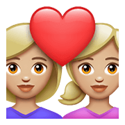 👩🏼‍❤️‍👩🏼 Emoji Pareja Enamorada - Mujer: Tono De Piel Claro Medio, Mujer: Tono De Piel Claro Medio en WhatsApp 2.21.23.23.