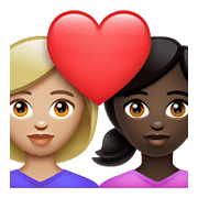 👩🏼‍❤️‍👩🏿 Emoji Liebespaar - Frau: mittelhelle Hautfarbe, Frau: dunkle Hautfarbe WhatsApp 2.21.23.23.