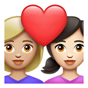 Emoji 👩🏼‍❤️‍👩🏻 Coppia Con Cuore - Donna: Carnagione Abbastanza Chiara, Donna: Carnagione Chiara su WhatsApp 2.21.23.23.