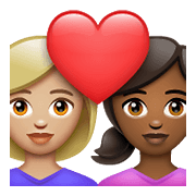 👩🏼‍❤️‍👩🏾 Emoji Pareja Enamorada - Mujer: Tono De Piel Claro Medio, Mujer: Tono De Piel Oscuro Medio en WhatsApp 2.21.23.23.