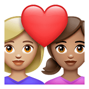 Émoji 👩🏼‍❤️‍👩🏽 Couple Avec Cœur - Femme: Peau Moyennement Claire, Femme: Peau Légèrement Mate sur WhatsApp 2.21.23.23.