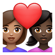 👩🏽‍❤️‍👩🏿 Emoji Pareja Enamorada - Mujer: Tono De Piel Claro Medio, Mujer: Tono De Piel Oscuro en WhatsApp 2.21.23.23.