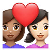 👩🏽‍❤️‍👩🏻 Emoji Pareja Enamorada - Mujer: Tono De Piel Medio, Mujer: Tono De Piel Claro en WhatsApp 2.21.23.23.