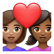 👩🏽‍❤️‍👩🏾 Emoji Pareja Enamorada - Mujer: Tono De Piel Medio, Mujer: Tono De Piel Oscuro Medio en WhatsApp 2.21.23.23.