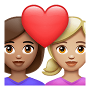 Émoji 👩🏽‍❤️‍👩🏼 Couple Avec Cœur - Femme: Peau Légèrement Mate, Femme: Peau Moyennement Claire sur WhatsApp 2.21.23.23.