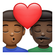 👨🏾‍❤️‍💋‍👨🏿 Emoji Beijo - Homem: Pele Morena Escura, Homem: Pele Escura na WhatsApp 2.21.23.23.
