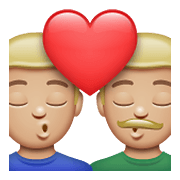 👨🏼‍❤️‍💋‍👨🏼 Emoji Beso - Hombre: Tono De Piel Claro Medio, Hombre: Tono De Piel Claro Medio en WhatsApp 2.21.23.23.