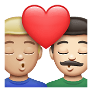 👨🏼‍❤️‍💋‍👨🏻 Emoji Beso - Hombre: Tono De Piel Claro Medio, Hombre: Tono De Piel Claro en WhatsApp 2.21.23.23.