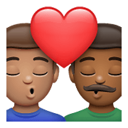 👨🏽‍❤️‍💋‍👨🏾 Emoji sich küssendes Paar - Mann: mittelhelle Hautfarbe WhatsApp 2.21.23.23.