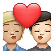 Emoji 🧑🏼‍❤️‍💋‍🧑🏻 Bacio Tra Coppia: persona, persona, Carnagione Abbastanza Chiara, Carnagione Chiara su WhatsApp 2.21.23.23.