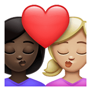 Emoji 👩🏿‍❤️‍💋‍👩🏼 Bacio Tra Coppia - Donna: Carnagione Scura, Donna: Carnagione Abbastanza Chiara su WhatsApp 2.21.23.23.