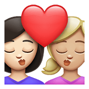👩🏻‍❤️‍💋‍👩🏼 Emoji sich küssendes Paar - Frau: helle Hautfarbe, Frau: mittelhelle Hautfarbe WhatsApp 2.21.23.23.