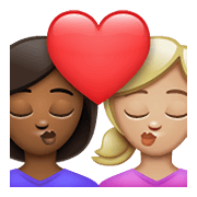 👩🏾‍❤️‍💋‍👩🏼 Emoji Beso - Mujer: Tono De Piel Oscuro Medio, Mujer: Tono De Piel Claro Medio en WhatsApp 2.21.23.23.