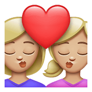 👩🏼‍❤️‍💋‍👩🏼 Emoji Beso - Mujer: Tono De Piel Claro Medio, Mujer: Tono De Piel Claro Medio en WhatsApp 2.21.23.23.