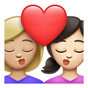 Emoji 👩🏼‍❤️‍💋‍👩🏻 Bacio Tra Coppia - Donna: Carnagione Abbastanza Chiara, Donna: Carnagione Chiara su WhatsApp 2.21.23.23.