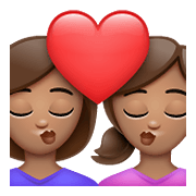 👩🏽‍❤️‍💋‍👩🏽 Emoji sich küssendes Paar - Frau: mittlere Hautfarbe, Frau: mittlere Hautfarbe WhatsApp 2.21.23.23.