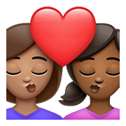 👩🏽‍❤️‍💋‍👩🏾 Emoji Beso - Mujer: Tono De Piel Medio, Mujer: Tono De Piel Oscuro Medio en WhatsApp 2.21.23.23.