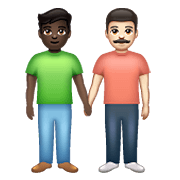 👨🏿‍🤝‍👨🏻 Emoji Dois Homens De Mãos Dadas: Pele Escura E Pele Clara na WhatsApp 2.21.23.23.
