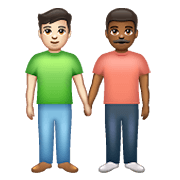 Emoji 👨🏻‍🤝‍👨🏾 Due Uomini Che Si Tengono Per Mano: Carnagione Chiara E Carnagione Abbastanza Scura su WhatsApp 2.21.23.23.
