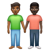 👨🏾‍🤝‍👨🏿 Emoji händchenhaltende Männer: mitteldunkle Hautfarbe, dunkle Hautfarbe WhatsApp 2.21.23.23.