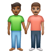 👨🏾‍🤝‍👨🏽 Emoji händchenhaltende Männer: mitteldunkle Hautfarbe, mittlere Hautfarbe WhatsApp 2.21.23.23.