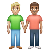 👨🏼‍🤝‍👨🏽 Emoji händchenhaltende Männer: mittelhelle Hautfarbe, mittlere Hautfarbe WhatsApp 2.21.23.23.