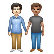🧑🏻‍🤝‍🧑🏽 Emoji sich an den Händen haltende Personen: helle Hautfarbe, mittlere Hautfarbe WhatsApp 2.21.23.23.