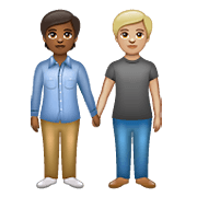 🧑🏾‍🤝‍🧑🏼 Emoji Dos Personas Dándose La Mano: Tono De Piel Oscuro Medio Y Tono De Piel Claro Medio en WhatsApp 2.21.23.23.