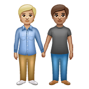 🧑🏼‍🤝‍🧑🏽 Emoji sich an den Händen haltende Personen: mittelhelle Hautfarbe, mittlere Hautfarbe WhatsApp 2.21.23.23.