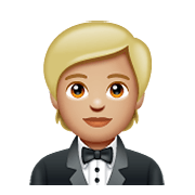 🤵🏼 Emoji Persona Con Esmoquin: Tono De Piel Claro Medio en WhatsApp 2.21.23.23.