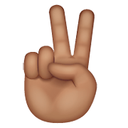 ✌🏽 Emoji Mano Con Señal De Victoria: Tono De Piel Medio en WhatsApp 2.21.23.23.