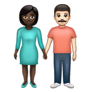 👩🏿‍🤝‍👨🏻 Emoji Mann und Frau halten Hände: dunkle Hautfarbe, helle Hautfarbe WhatsApp 2.21.23.23.