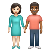 👩🏻‍🤝‍👨🏾 Emoji Mann und Frau halten Hände: helle Hautfarbe, mitteldunkle Hautfarbe WhatsApp 2.21.23.23.