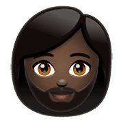 🧔🏿‍♀️ Emoji Frau: Bart dunkle Hautfarbe WhatsApp 2.21.23.23.