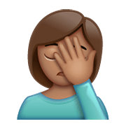 🤦🏽‍♀️ Emoji sich an den Kopf fassende Frau: mittlere Hautfarbe WhatsApp 2.21.23.23.