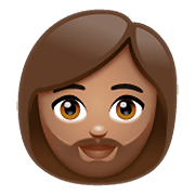 Emoji 🧔🏽‍♀️ Uomo Con La Barba Carnagione Olivastra su WhatsApp 2.21.23.23.
