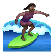 🏄🏿‍♀️ Emoji Mujer Haciendo Surf: Tono De Piel Oscuro en WhatsApp 2.21.23.23.