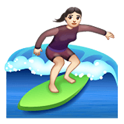 🏄🏻‍♀️ Emoji Mujer Haciendo Surf: Tono De Piel Claro en WhatsApp 2.21.23.23.