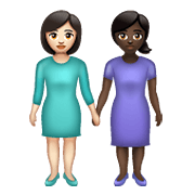 👩🏻‍🤝‍👩🏿 Emoji händchenhaltende Frauen: helle Hautfarbe, dunkle Hautfarbe WhatsApp 2.21.23.23.