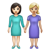 👩🏻‍🤝‍👩🏼 Emoji Mujeres De La Mano: Tono De Piel Claro, Tono De Piel Claro Medio en WhatsApp 2.21.23.23.