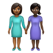 Emoji 👩🏾‍🤝‍👩🏿 Due Donne Che Si Tengono Per Mano: Carnagione Abbastanza Scura E Carnagione Scura su WhatsApp 2.21.23.23.
