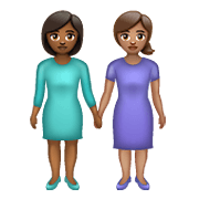 Émoji 👩🏾‍🤝‍👩🏽 Deux Femmes Se Tenant La Main : Peau Mate Et Peau Légèrement Mate sur WhatsApp 2.21.23.23.