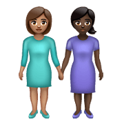 👩🏽‍🤝‍👩🏿 Emoji händchenhaltende Frauen: mittlere Hautfarbe, dunkle Hautfarbe WhatsApp 2.21.23.23.