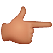 👉🏽 Emoji nach rechts weisender Zeigefinger: mittlere Hautfarbe WhatsApp 2.22.8.79.