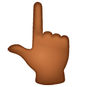 👆🏾 Emoji Dorso Da Mão Com Dedo Indicador Apontando Para Cima: Pele Morena Escura na WhatsApp 2.22.8.79.