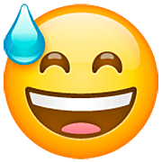 Emoji 😅 Faccina Con Un Gran Sorriso E Goccia Di Sudore su WhatsApp 2.22.8.79.