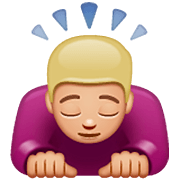 🙇🏼‍♂️ Emoji Hombre Haciendo Una Reverencia: Tono De Piel Claro Medio en WhatsApp 2.22.8.79.