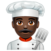 Émoji 👨🏿‍🍳 Cuisinier : Peau Foncée sur WhatsApp 2.22.8.79.