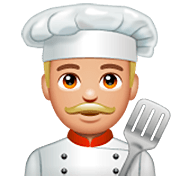 Emoji 👨🏼‍🍳 Cuoco: Carnagione Abbastanza Chiara su WhatsApp 2.22.8.79.